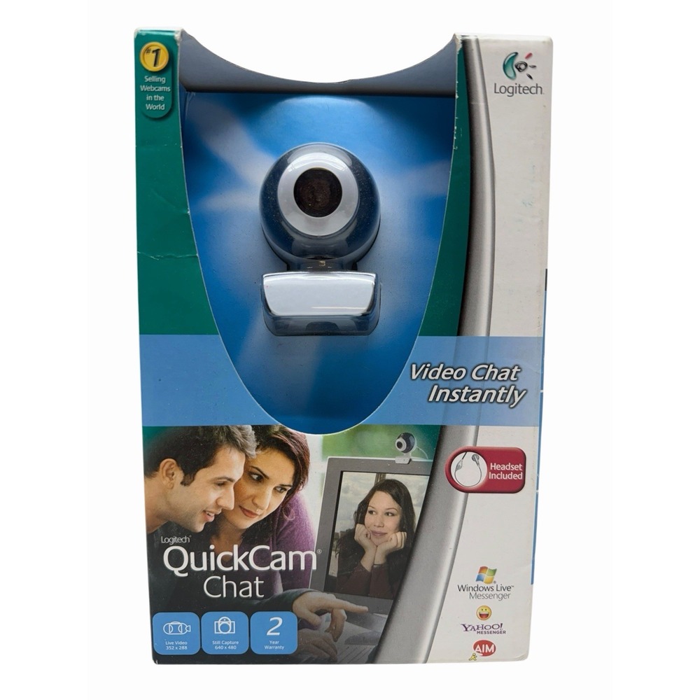 Logitech QuickCam Chat USB Webcam w/ Headset New Open Box Windows XP Vista PC